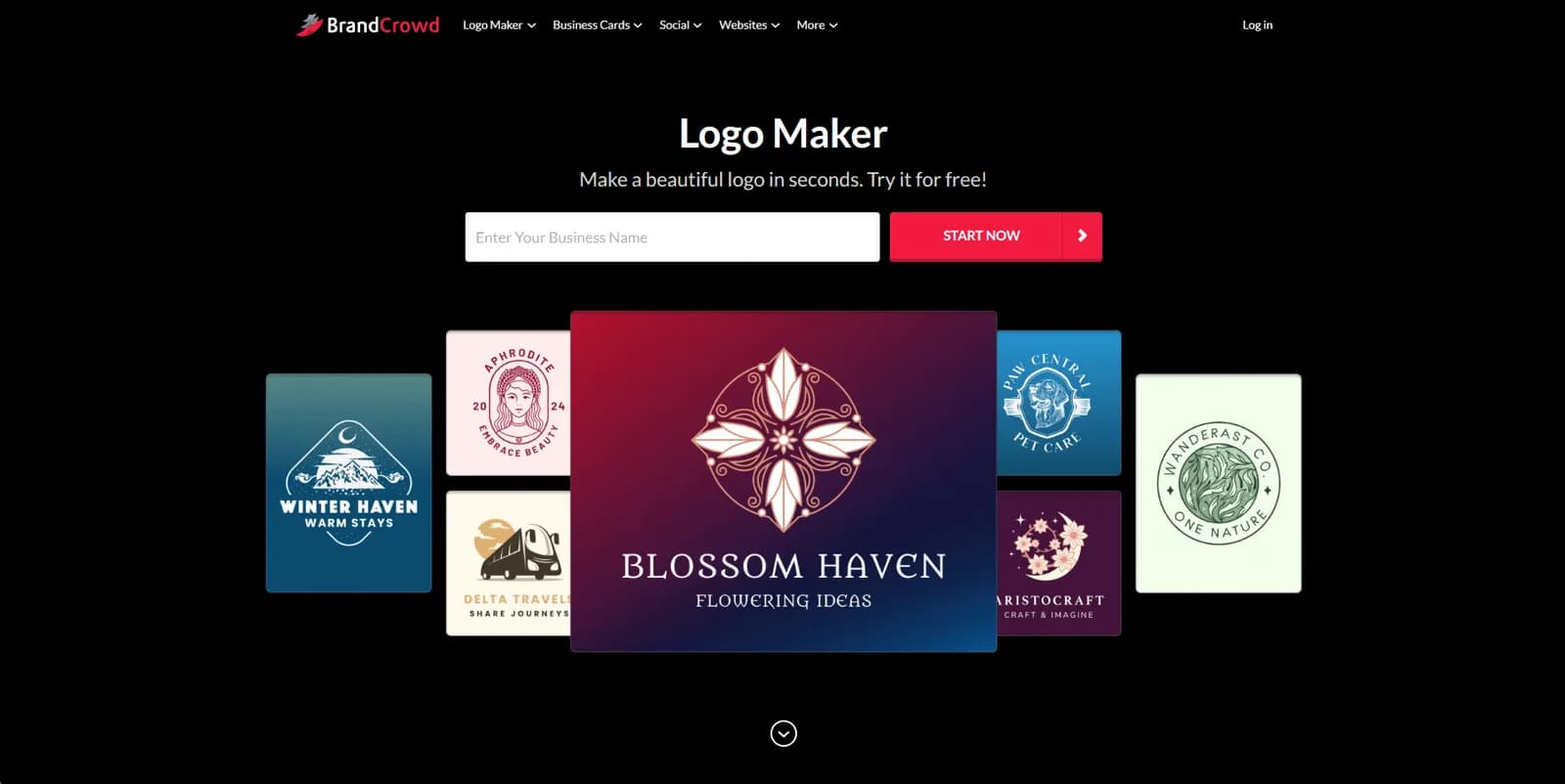 BrandCrowd AI logo maker interface