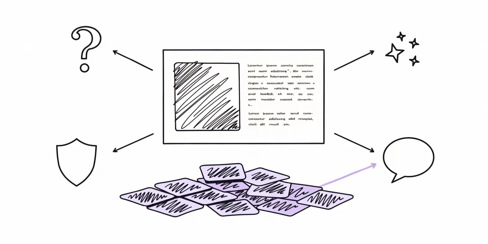 the-pdp-reviewer tags a product page with four gap pointers - clarity, trust, proof, objection - while a stack of review fragments below connects a real buyer question to the matching gap