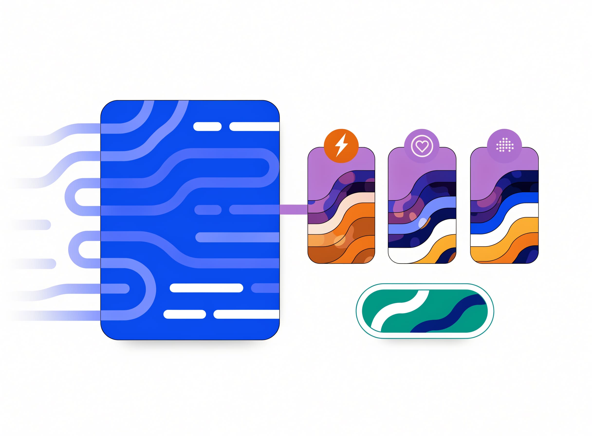 the-transcript-miner reads a transcript with wavy audio lines into three extracted-note cards - deal signal, confirmed pain, stakeholder map - and one recommended-next-action tag in Sell green