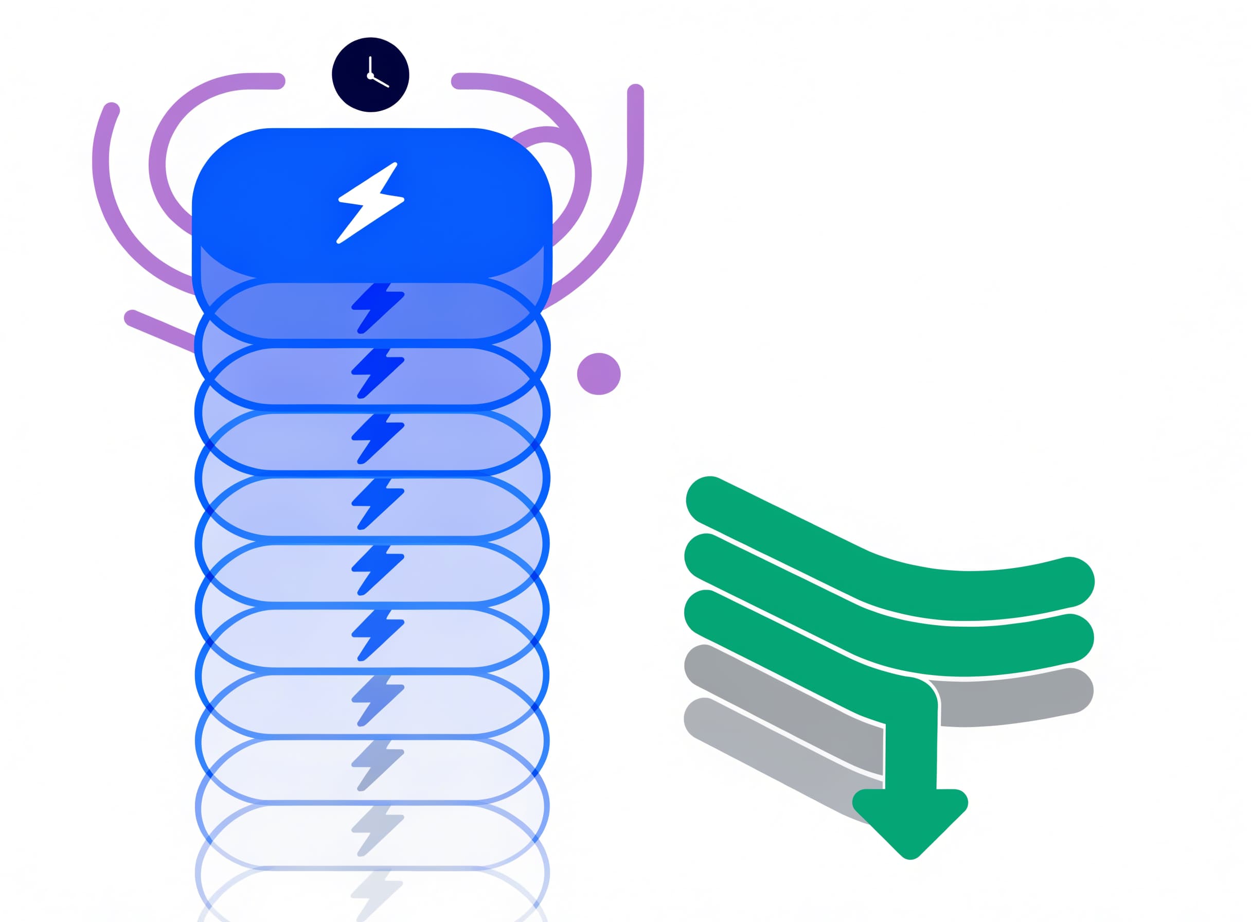 the-monday-list stacks lightning-bolt signal cards fading from fresh at top to decayed at bottom, feeding an ordered outreach list with the top three items highlighted