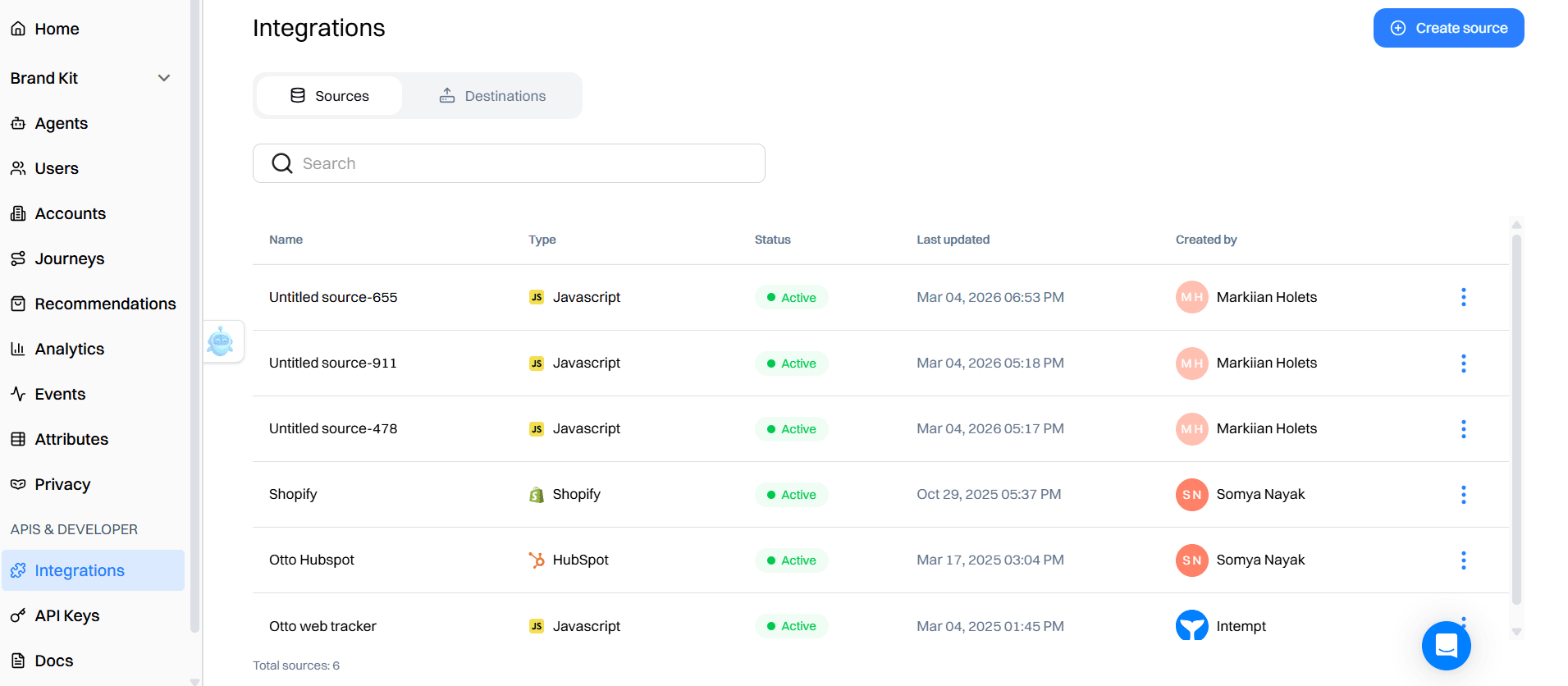 Step 1: Connect your data sources in Intempt