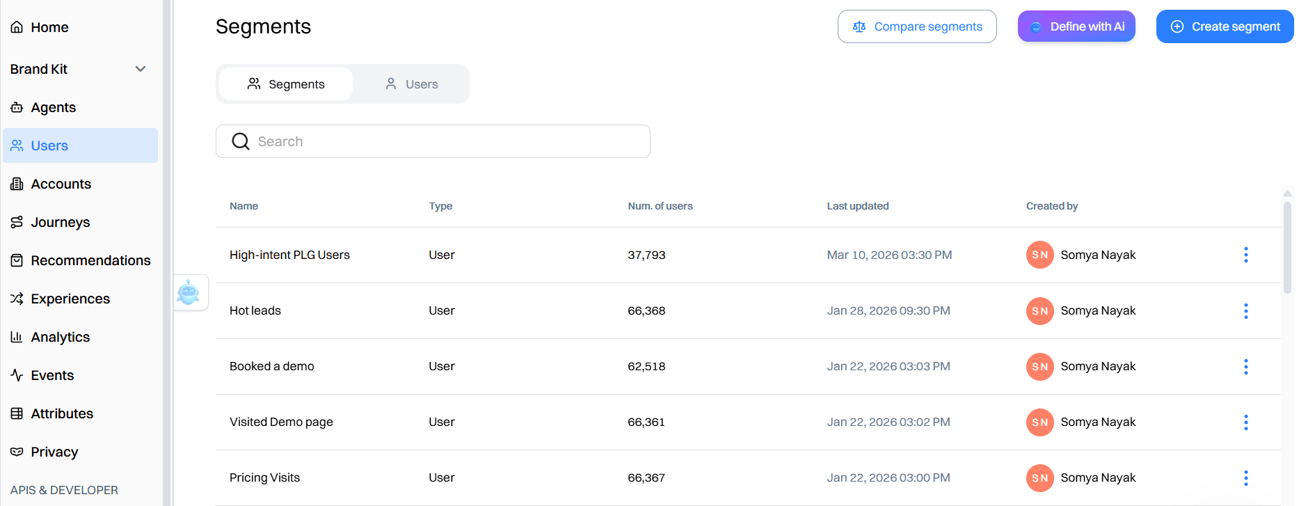 Step 3: Build real-time segments