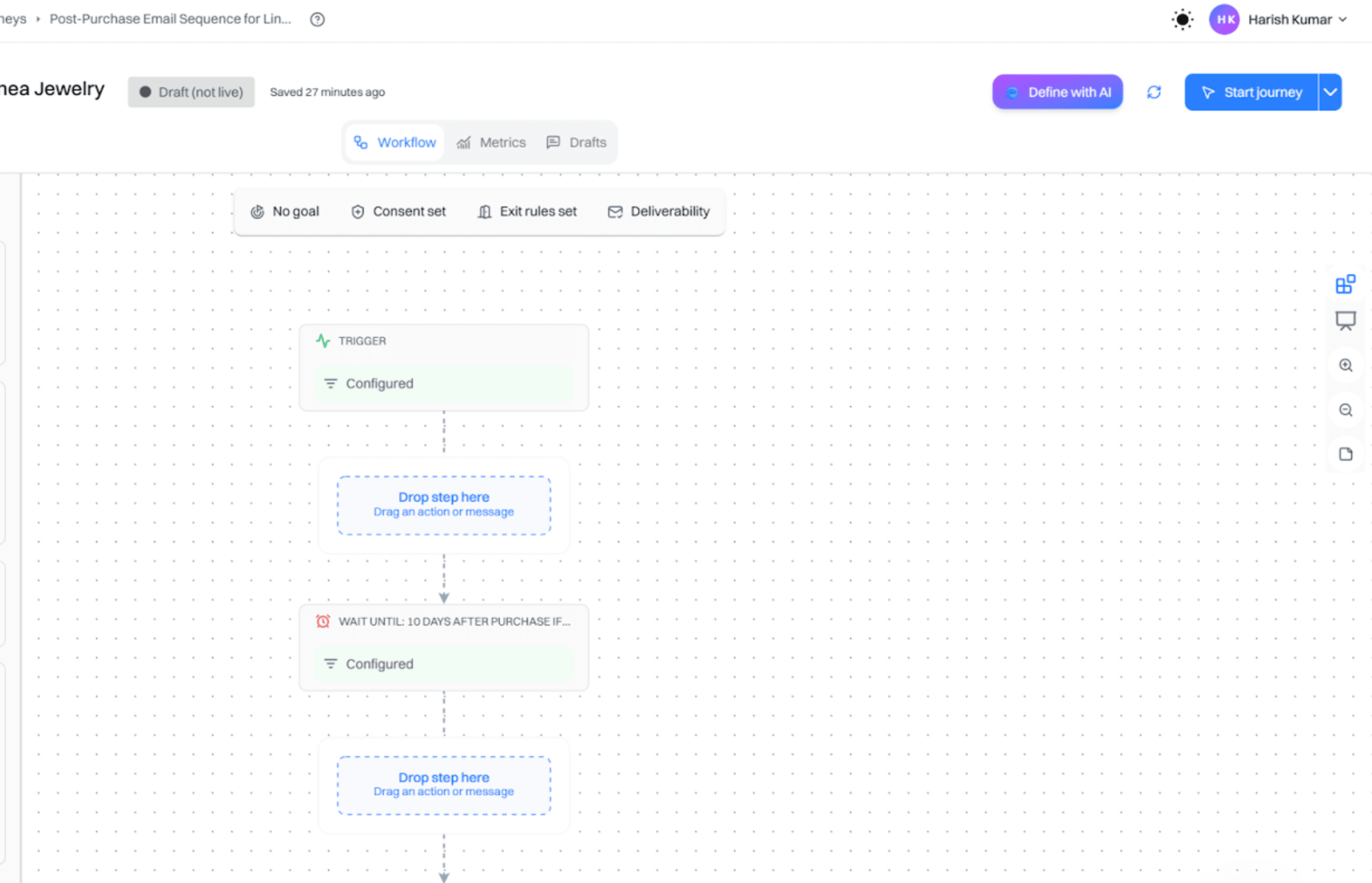 Step 3: Build the journey in Intempt