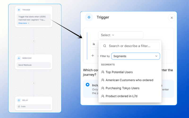 Building a journey trigger from a segment