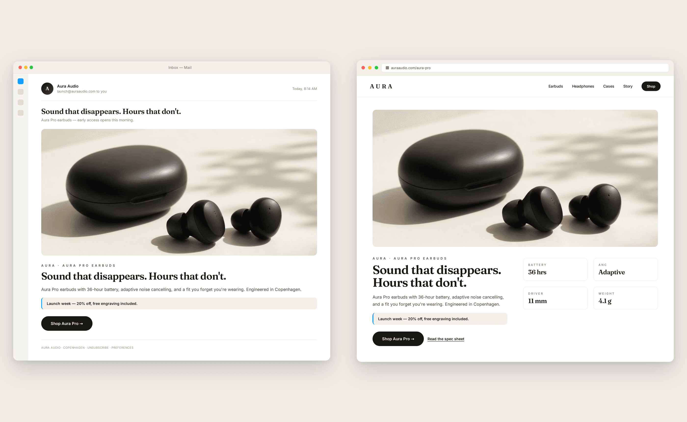 Landing page that matches the campaign message