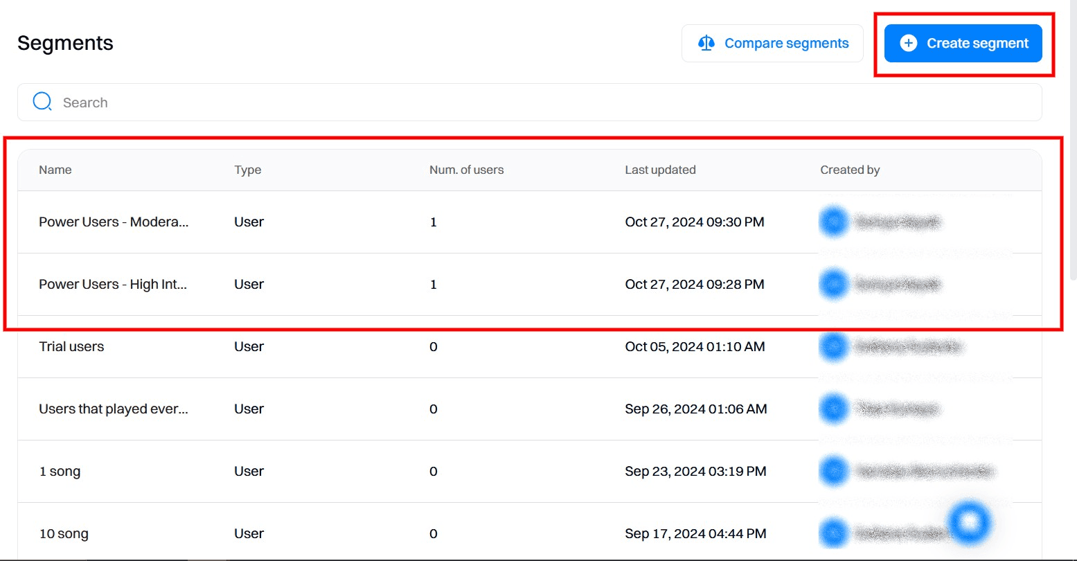 Create segments in Intempt