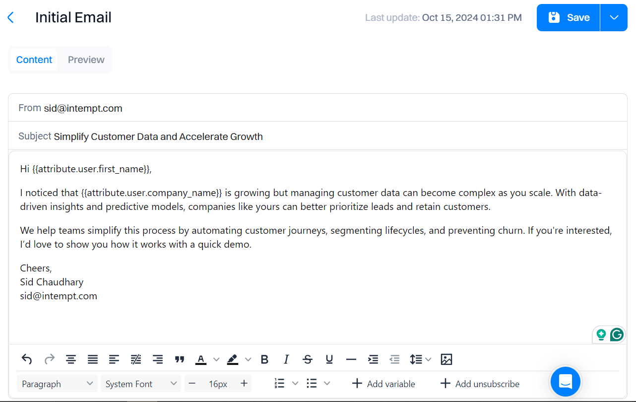Create emails based on engagement strategy