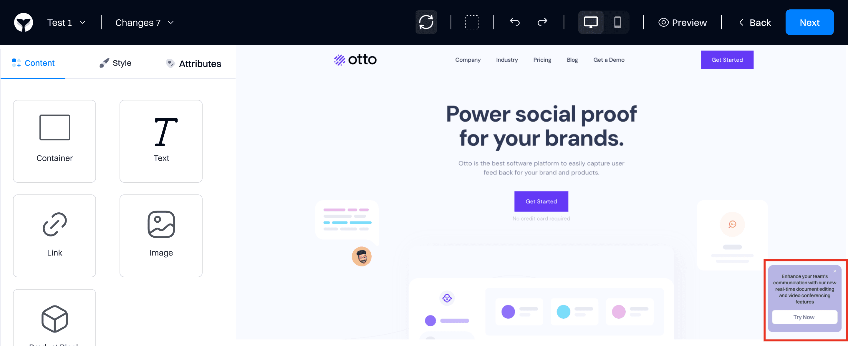 Message sent experience