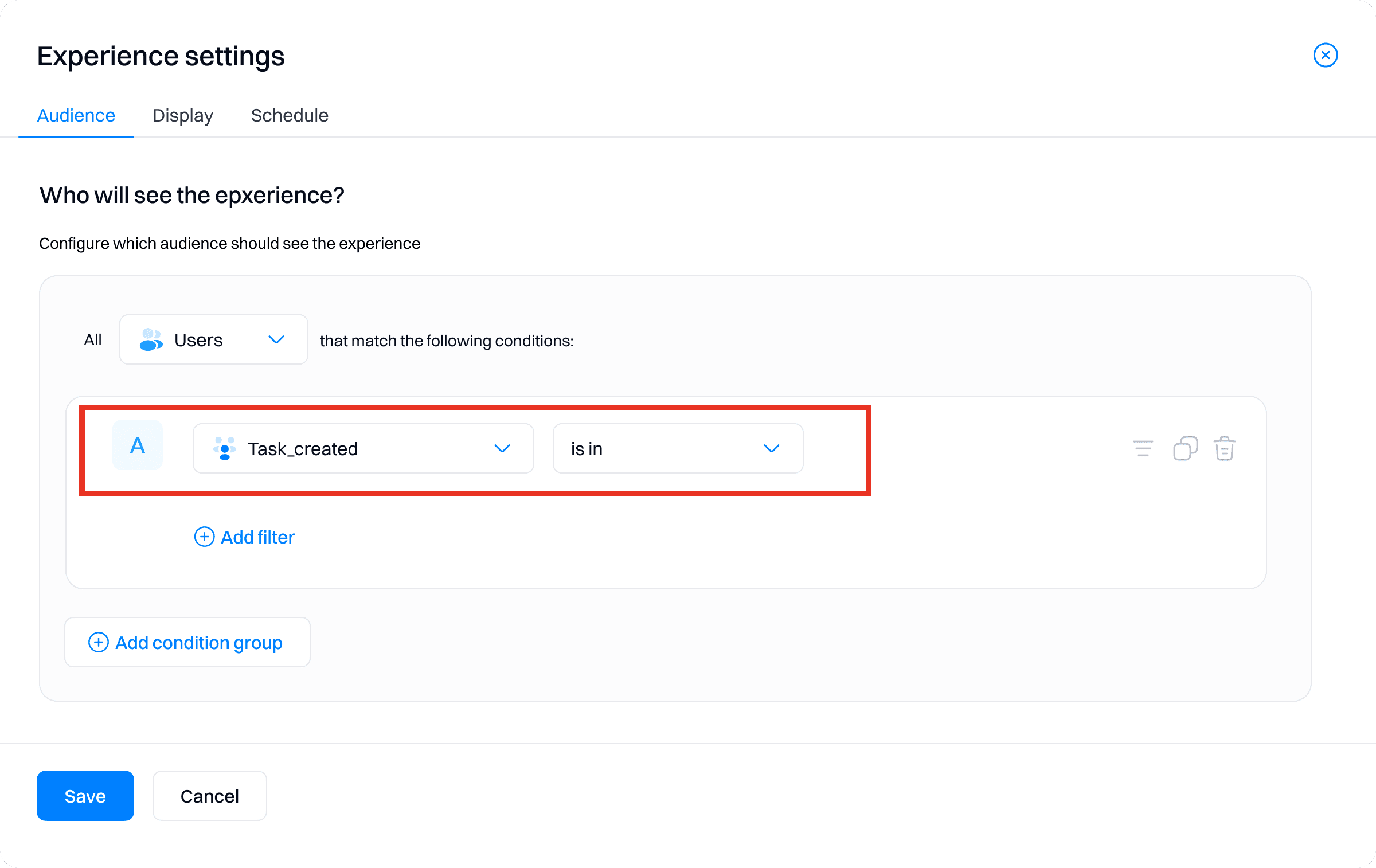 Assign task_created experience