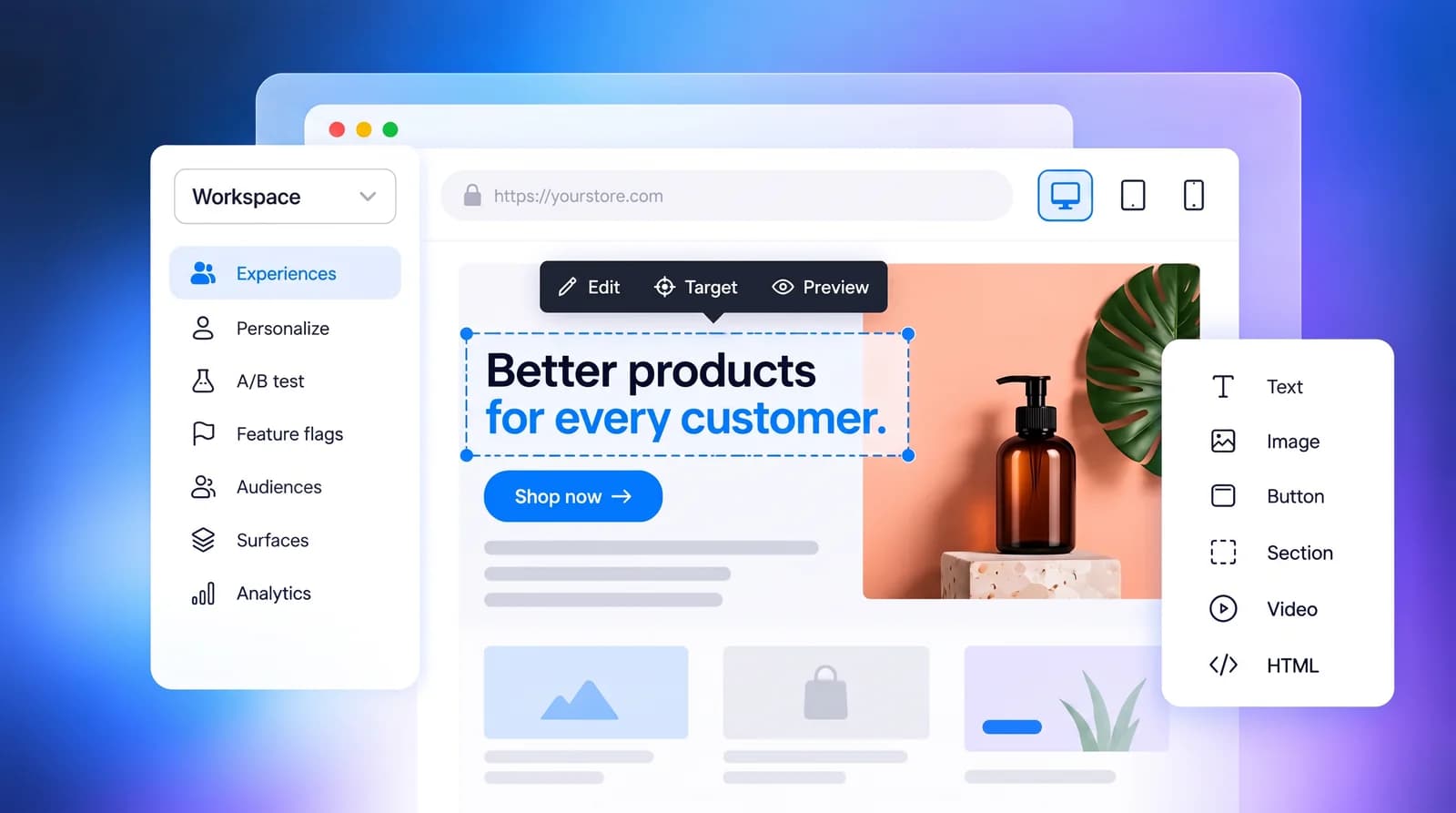 Point at any element and publish a personalized version