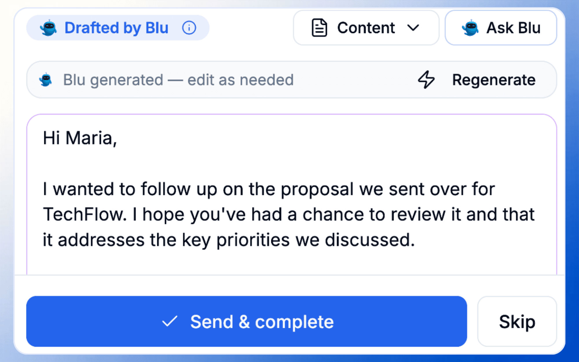 AI reply drafted from context