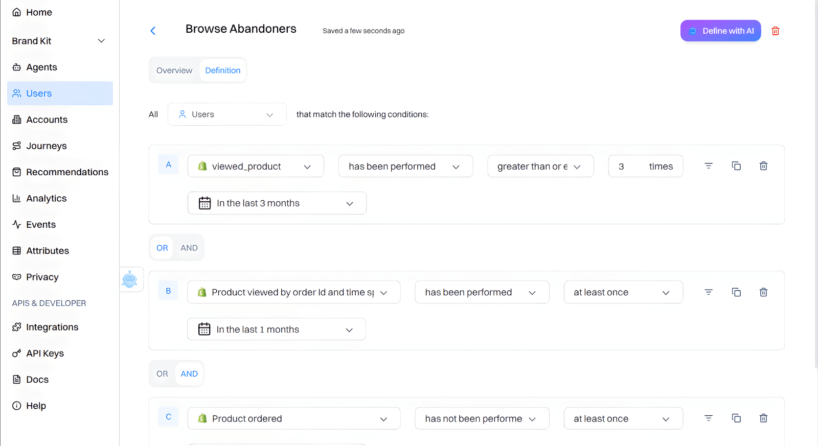 Create a Browse Abandonment segment