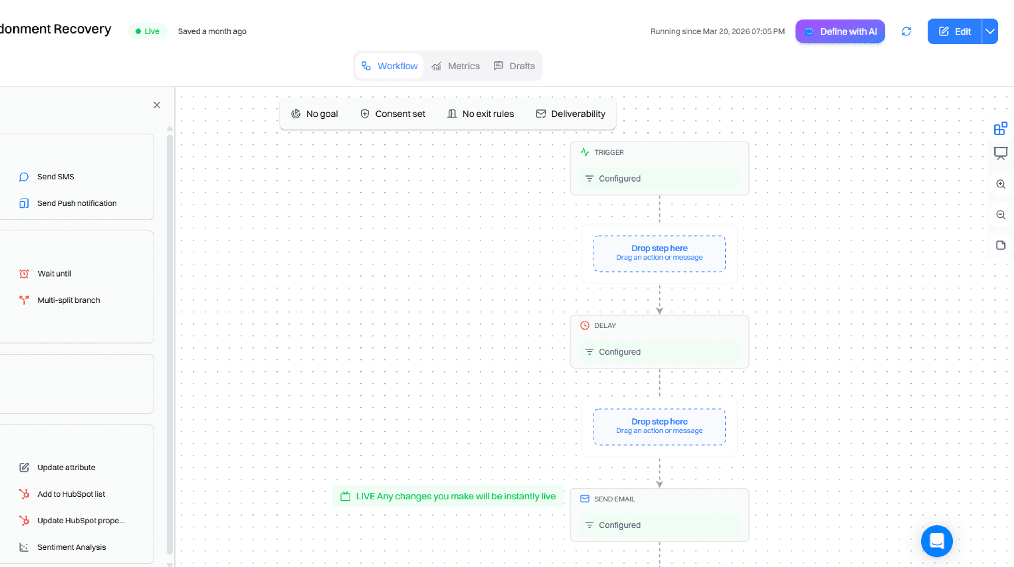 Step 3: Build the cart abandonment journey in Intempt Journey Builder