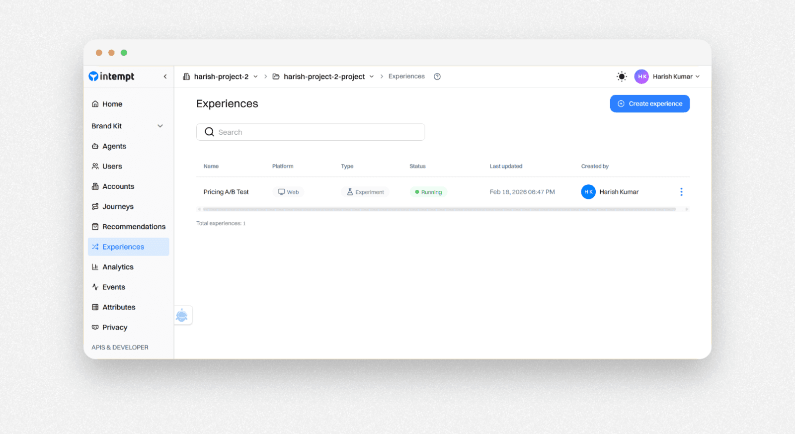 Create your first experiment