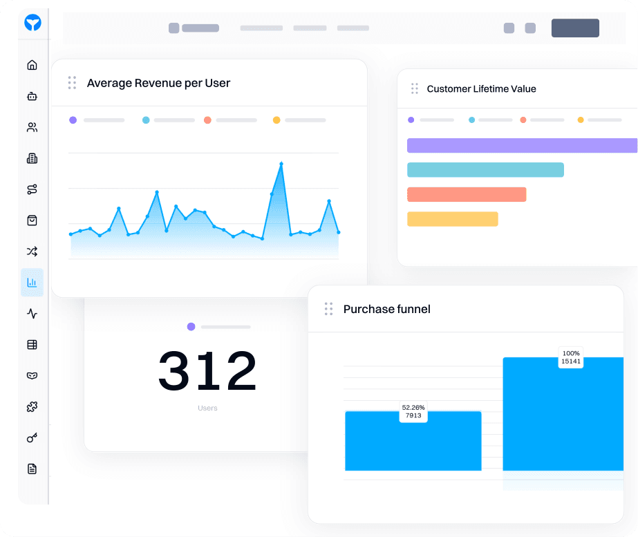 Revenue dashboard with real-time KPIs and daily revenue charts