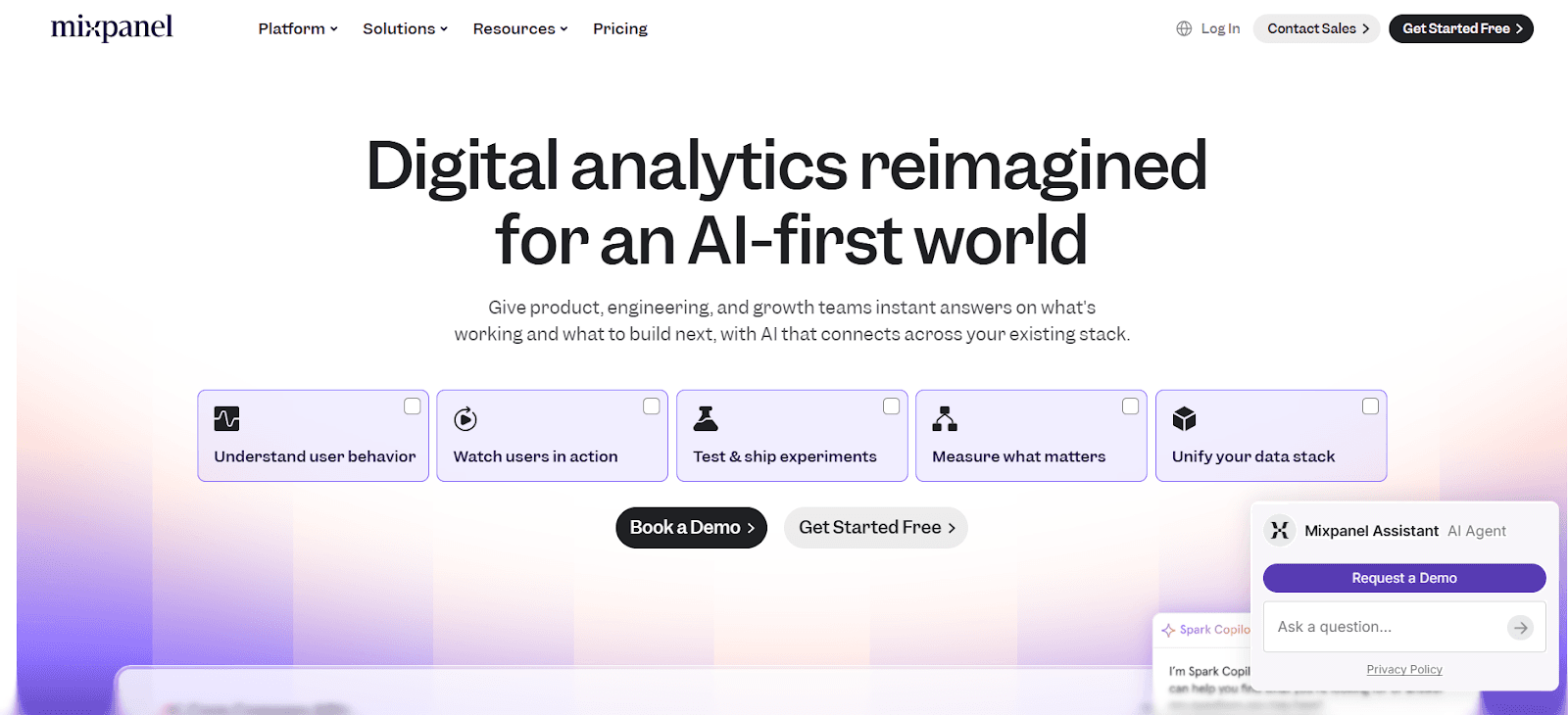 Mixpanel analytics interface