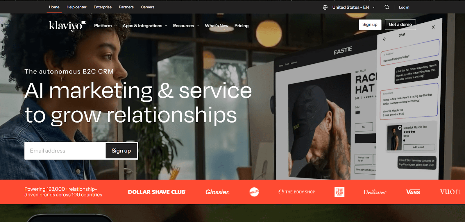 Klaviyo ecommerce email and SMS platform