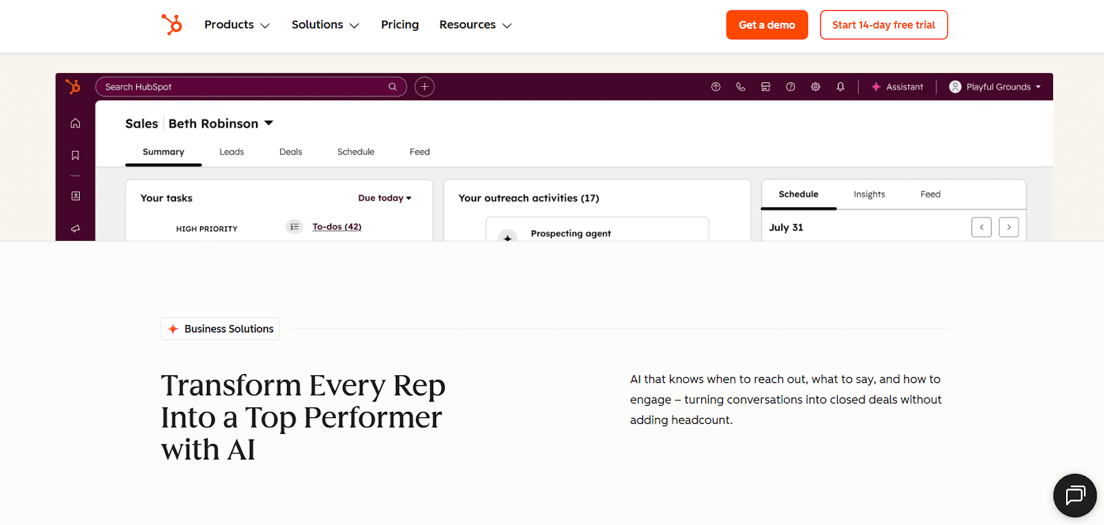 HubSpot Sales Hub CRM platform