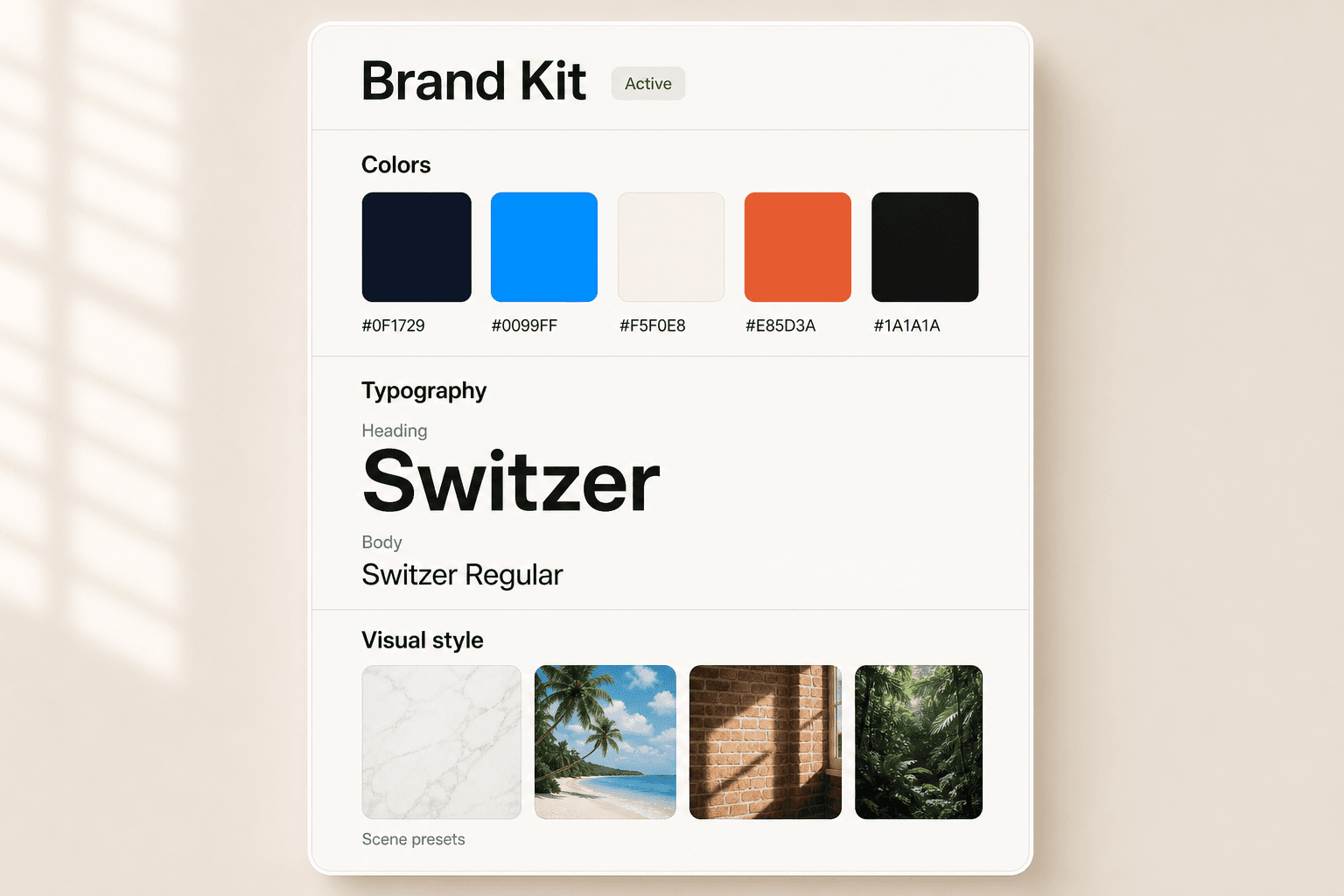 Brand Kit applied to every frame