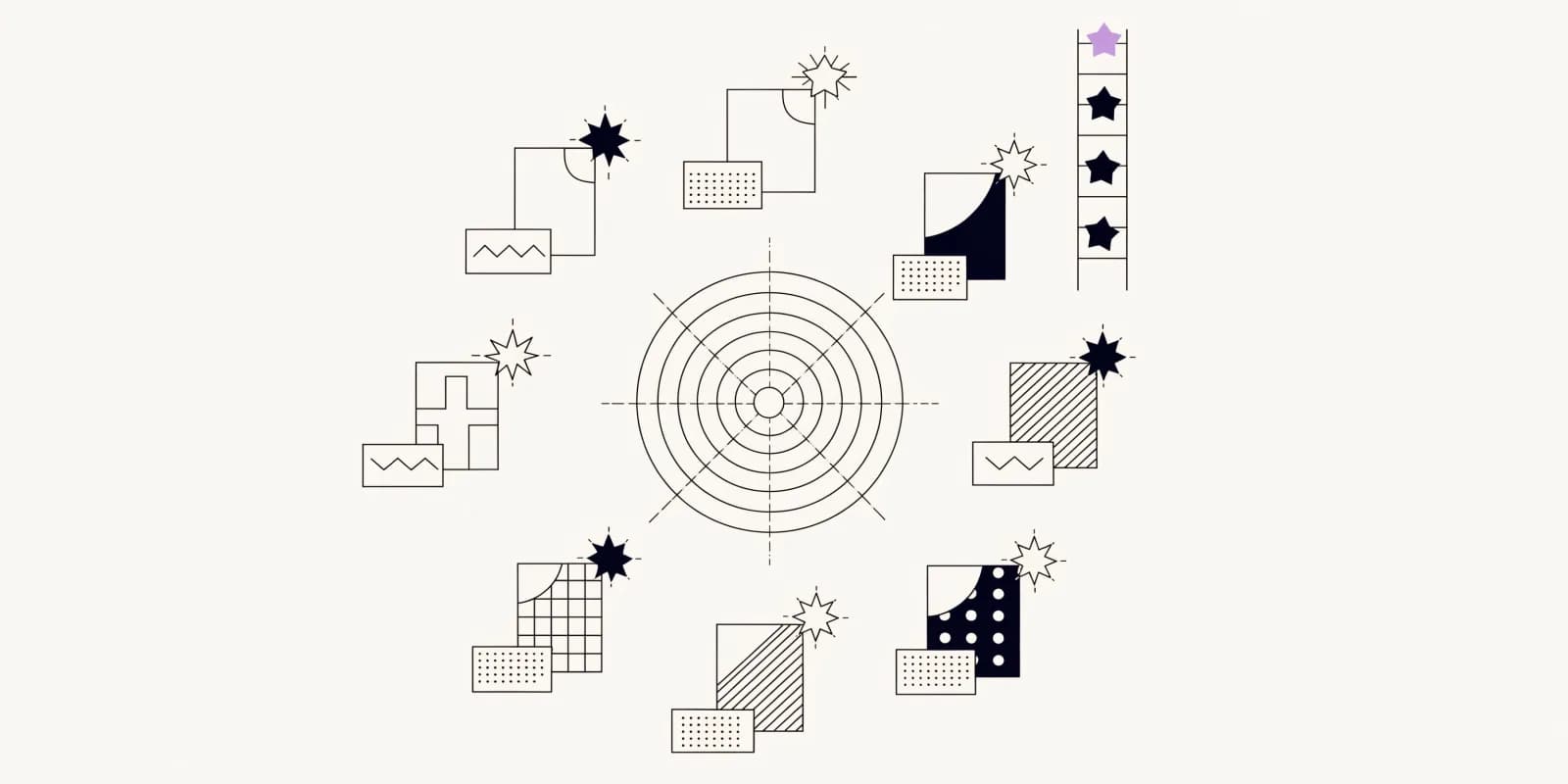 the ICP signal scorer runs a radar-scope over account cards, tagging each with signal-star ratings (funding, hiring, tech-stack) and ranking them into a priority-tier ladder with the top tier highlighted in lavender