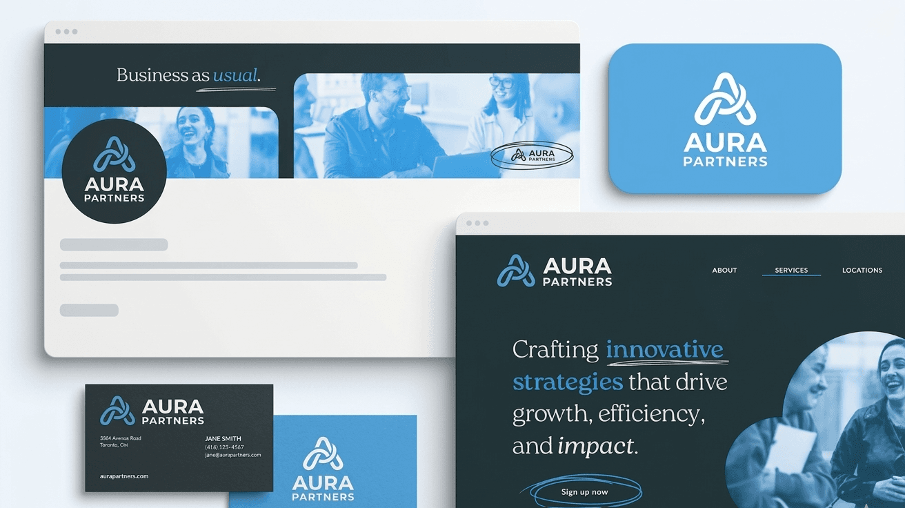 Brand Kit applied across email, landing pages, and messaging channels