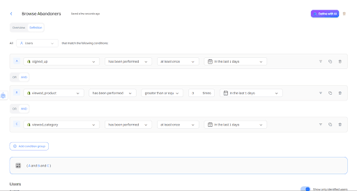Create a Browse Abandonment segment