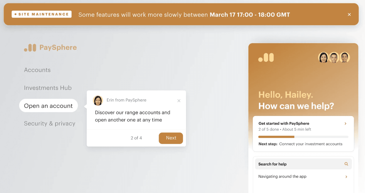 Proactive customer support journey example