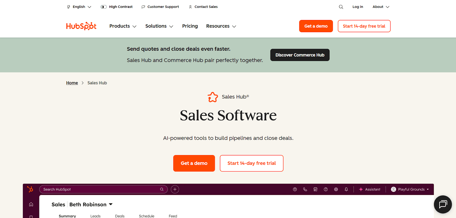 HubSpot Sales Hub platform
