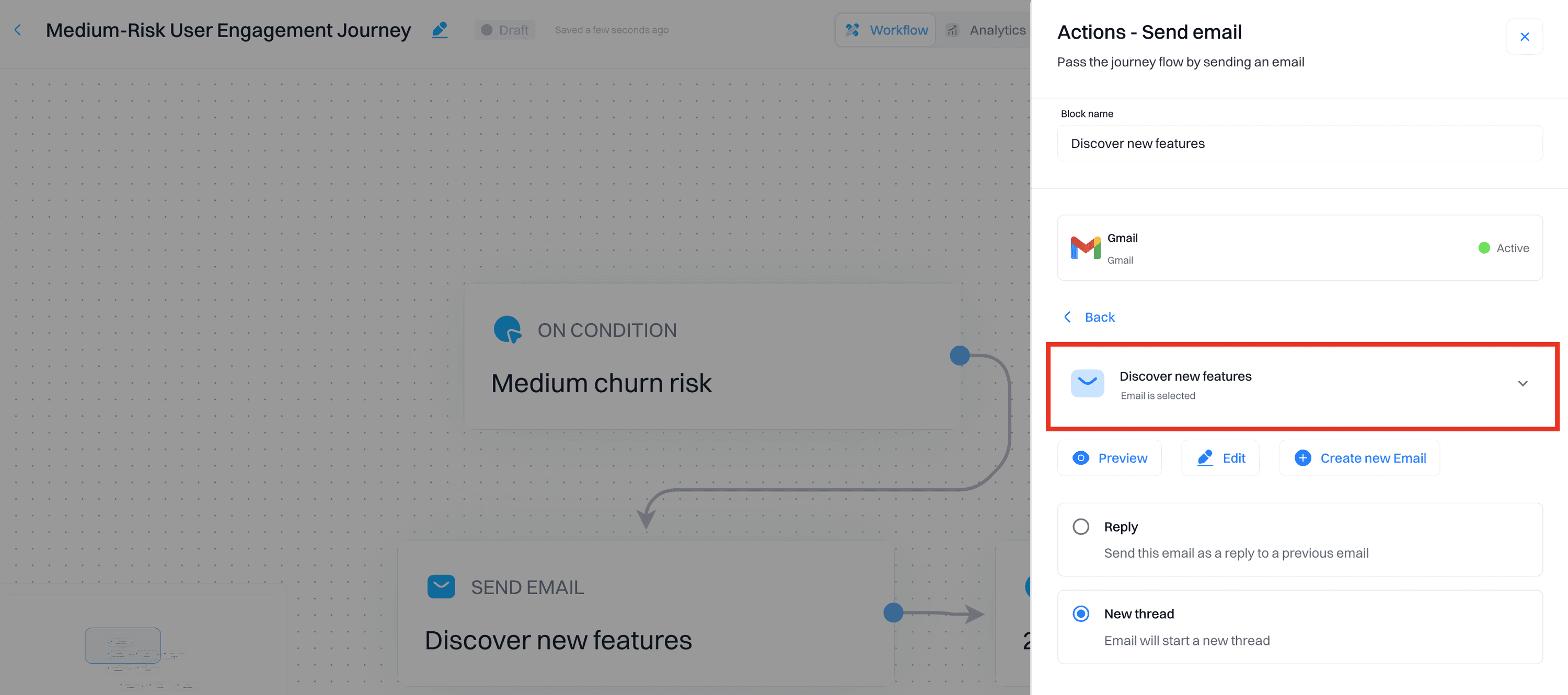 Churn risk setup: Feature promotion email