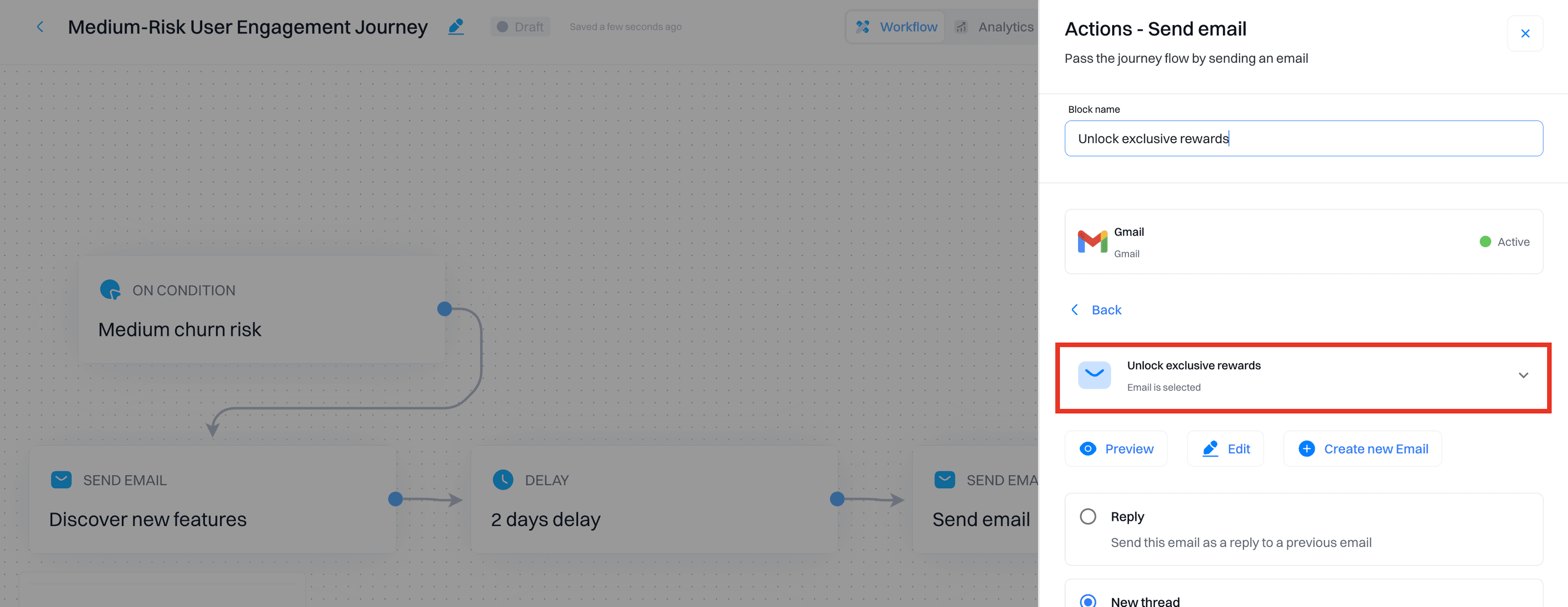 Churn risk setup: Loyalty rewards email