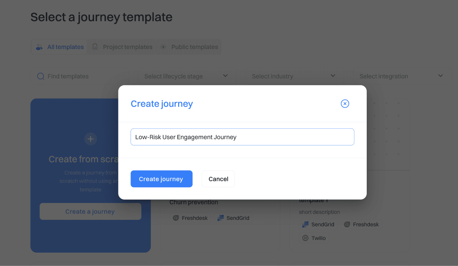 Churn risk setup: Low-risk journey