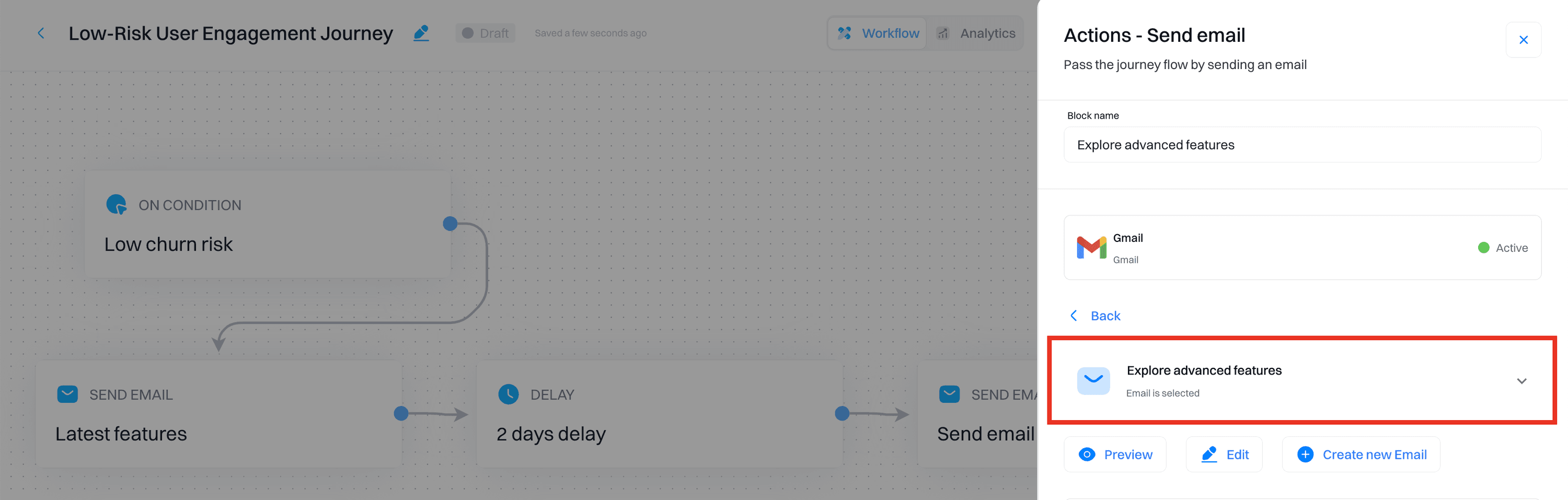 Churn risk setup: Advanced features email