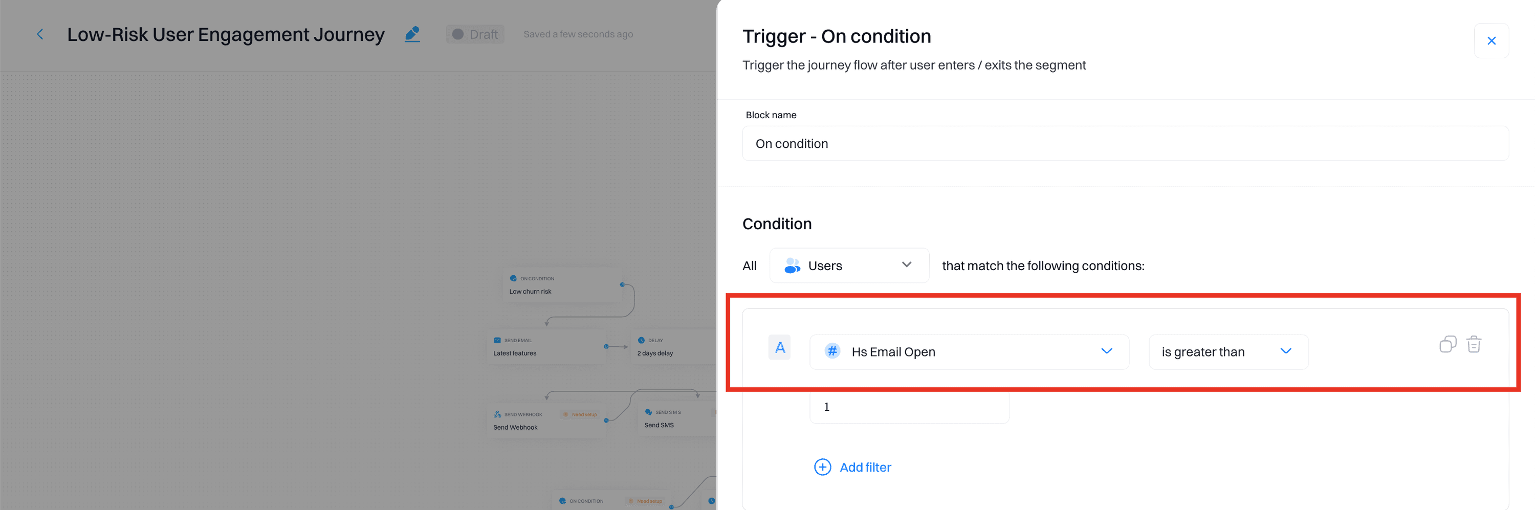 Churn risk setup: Track engagement