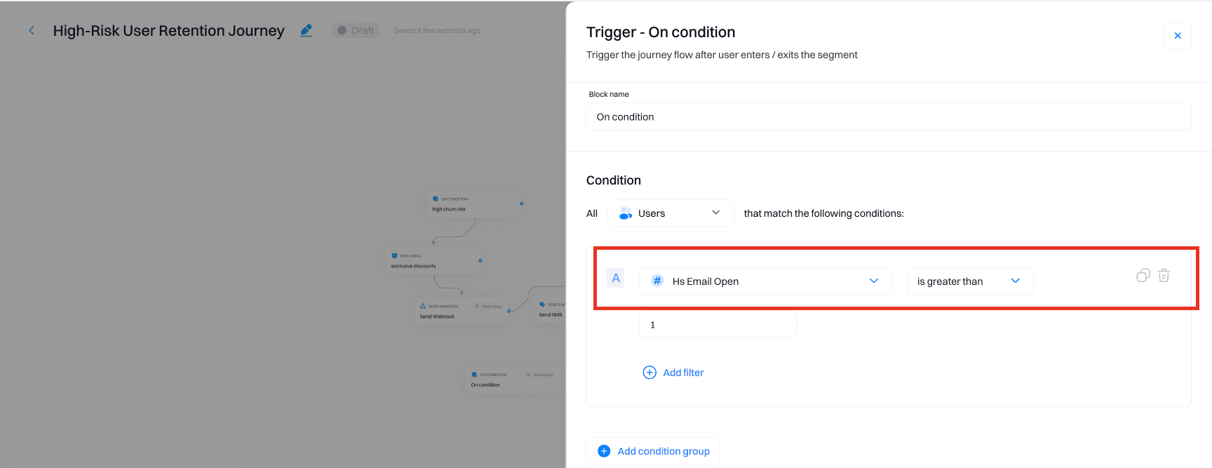 Churn risk setup: Check email engagement