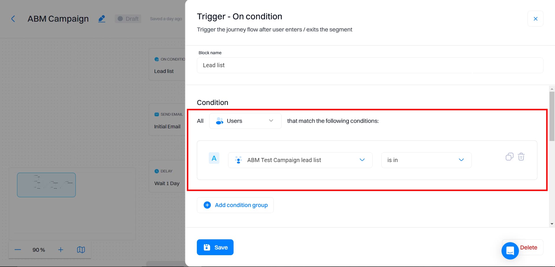 Outbound automation setup: Set journey trigger