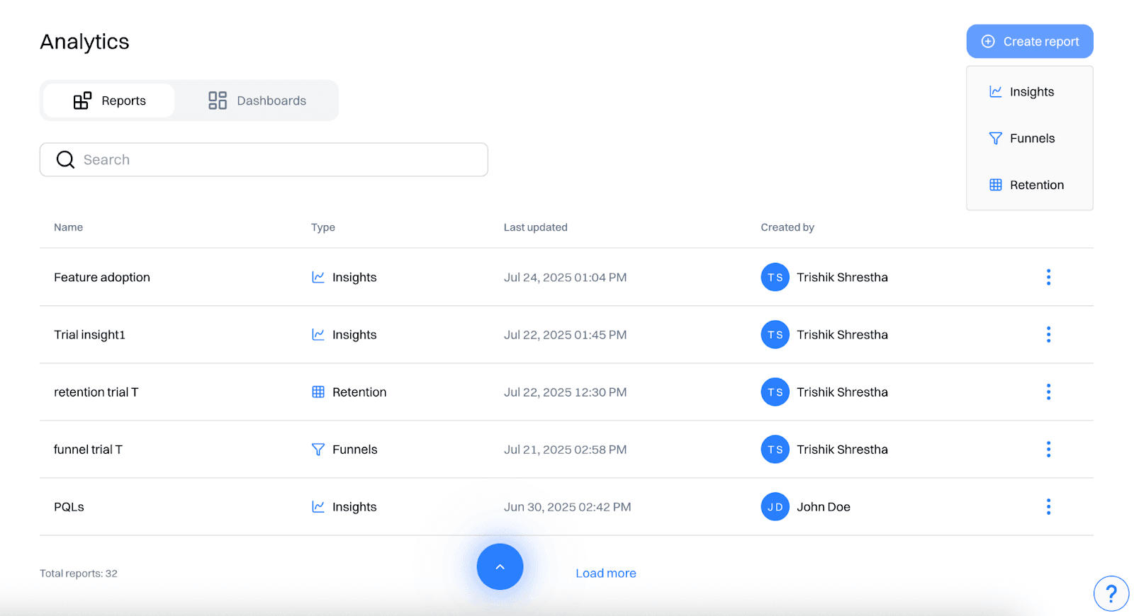 Feature adoption report setup: Build Insights report