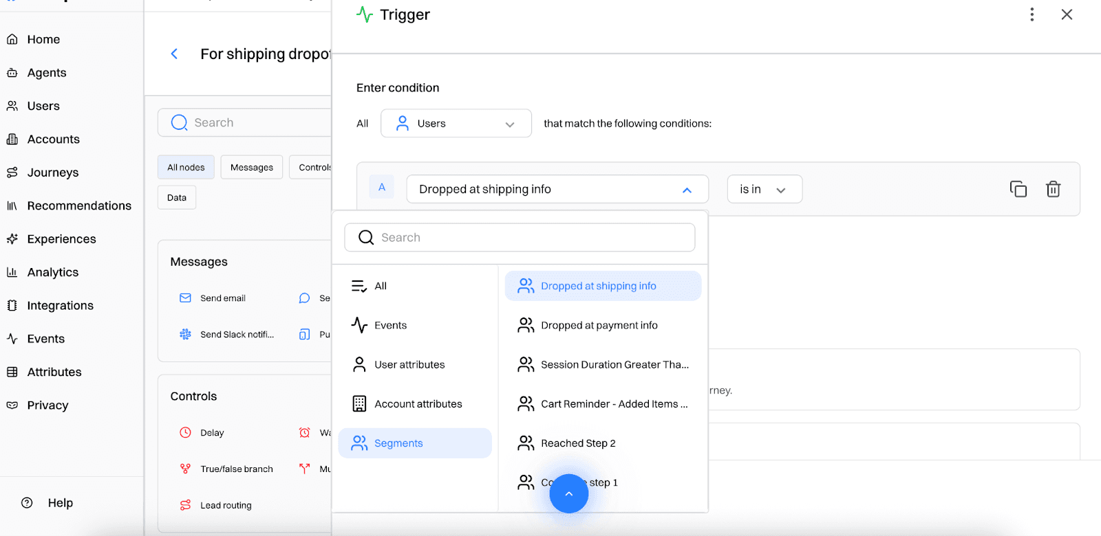 Funnel report setup: Trigger recovery journeys