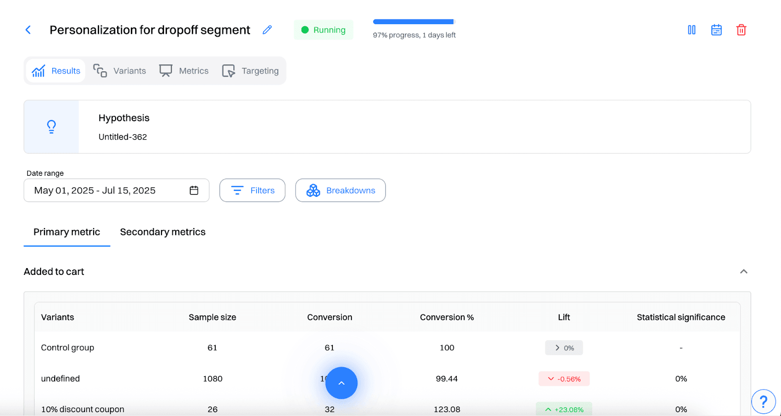 Funnel report setup: Personalize product pages