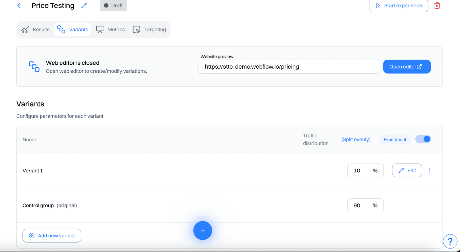 Pricing test setup: Run A/B tests