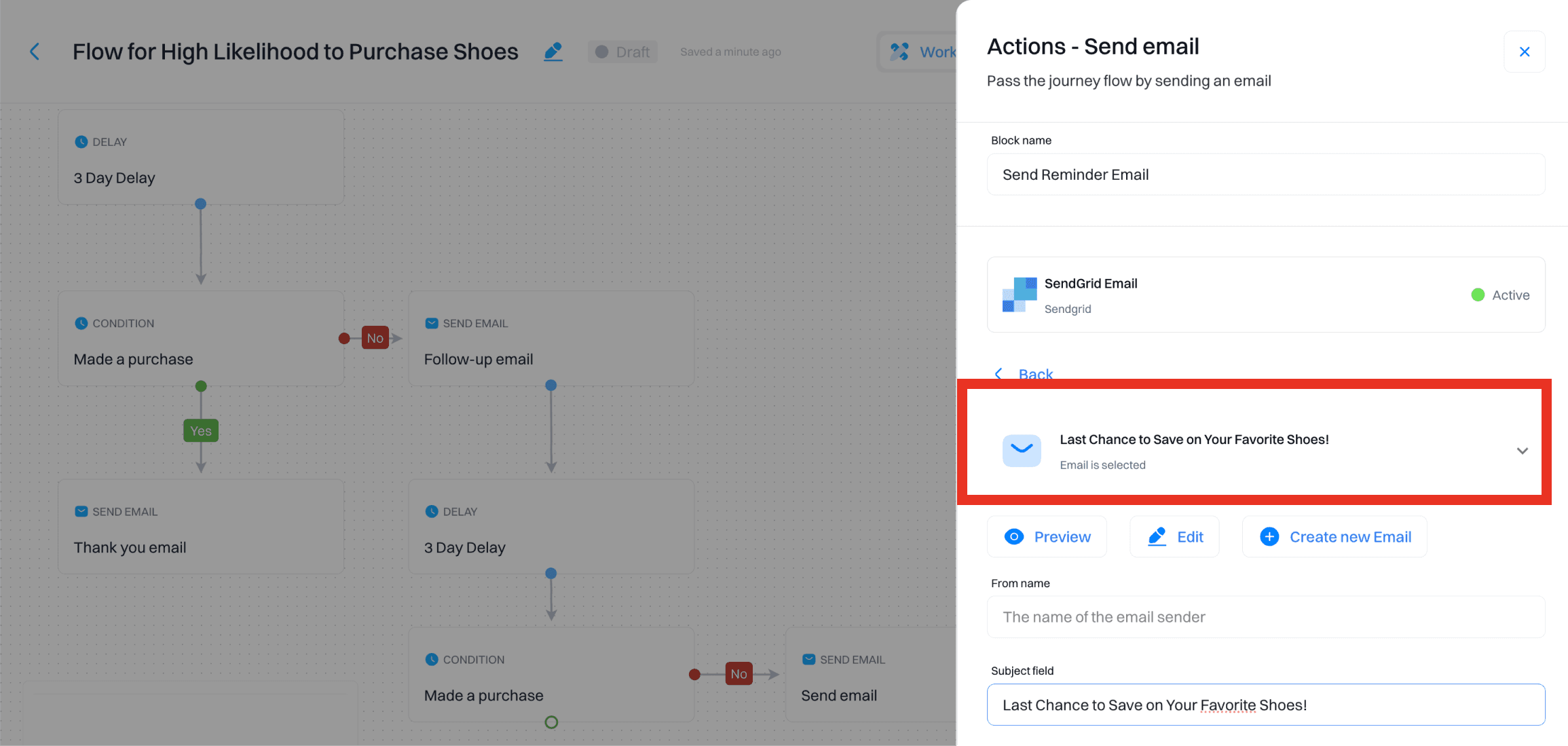 Upsell prediction setup: Reminder email