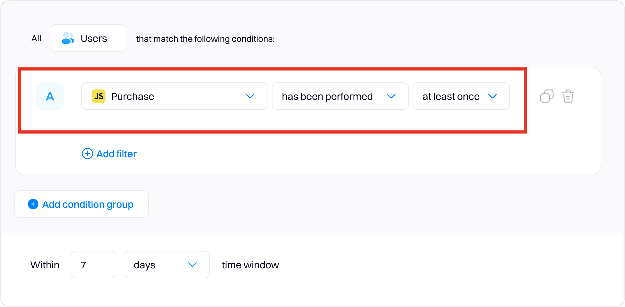 Upsell prediction setup: Set goal event