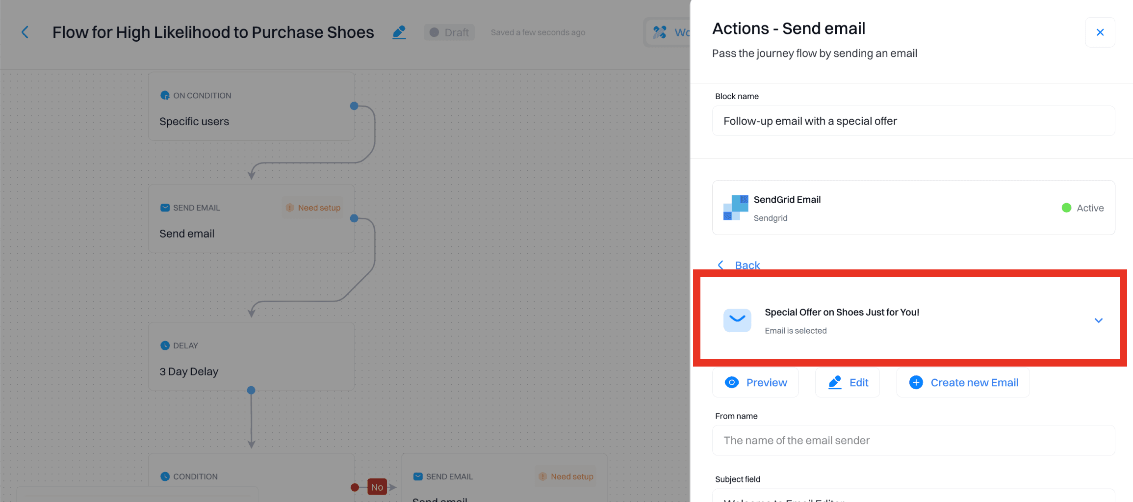 Upsell prediction setup: Follow-up email