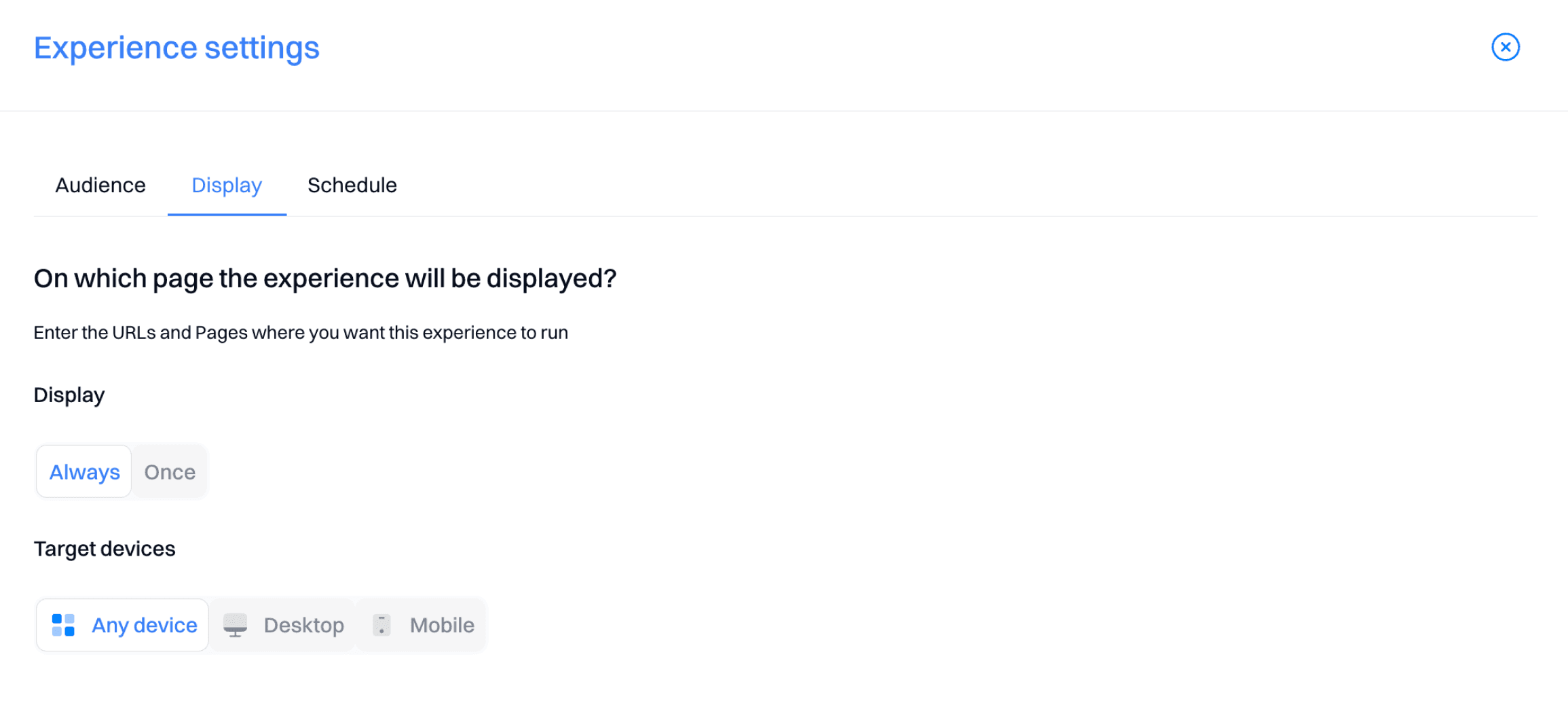 In-app offer setup: Define display rules