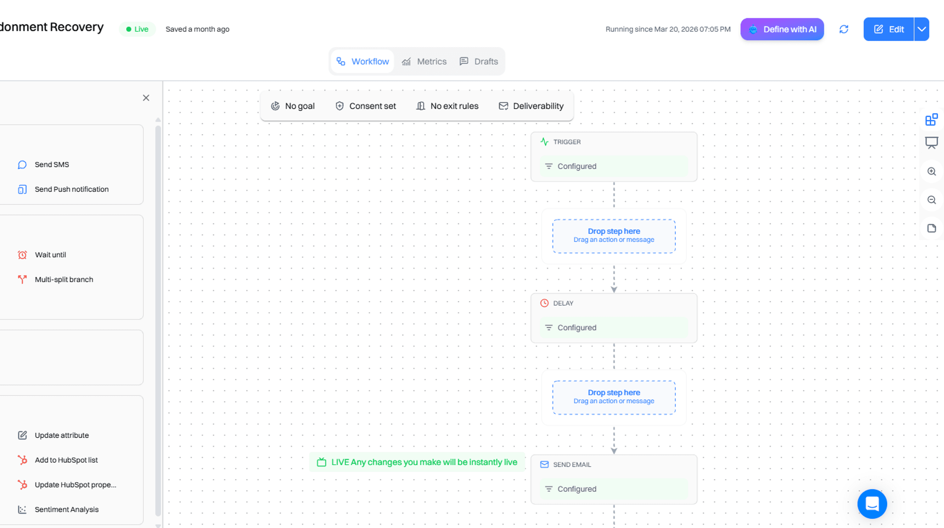Step 3: Build the cart abandonment journey in Intempt Lifecycle Marketer