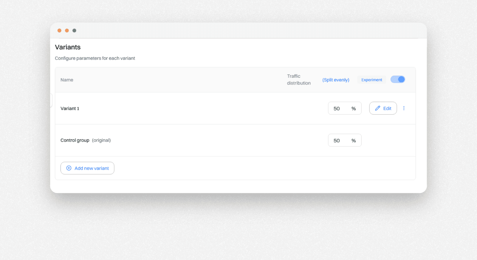 Shopify experiment setup: Understand variants