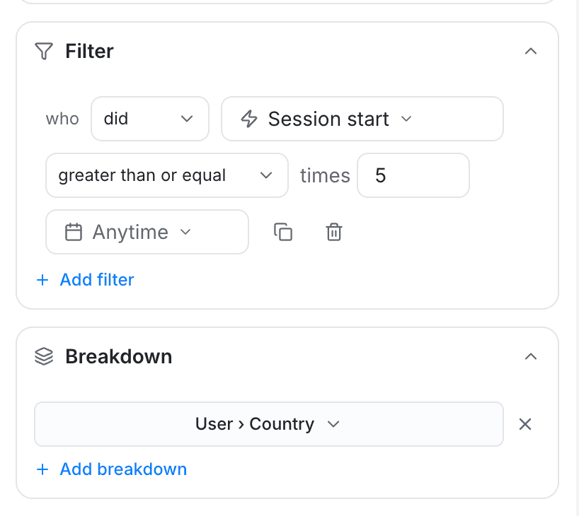 filter and breakdown panels - creating a funnel report - Intempt documentation