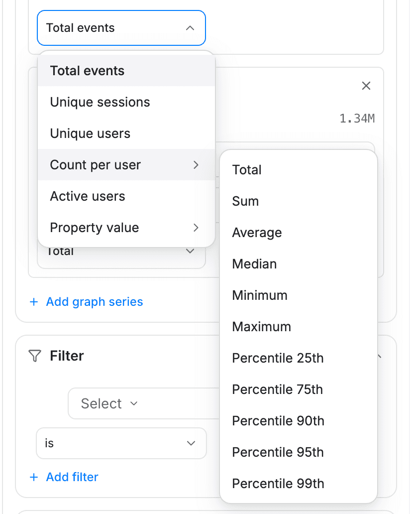 aggregation type and property value functions - creating an insights report - Intempt documentation