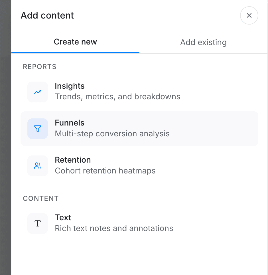 add content create new reports content - dashboards - Intempt documentation