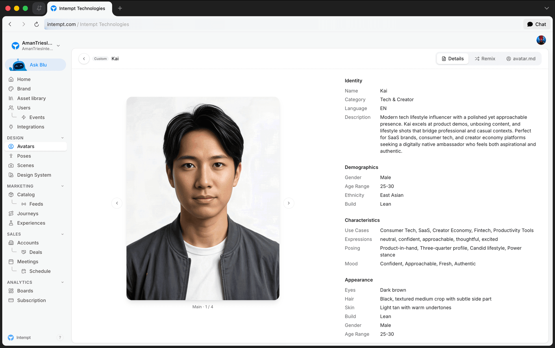 character detail page main image settings panel - creating a custom avatar - Intempt documentation