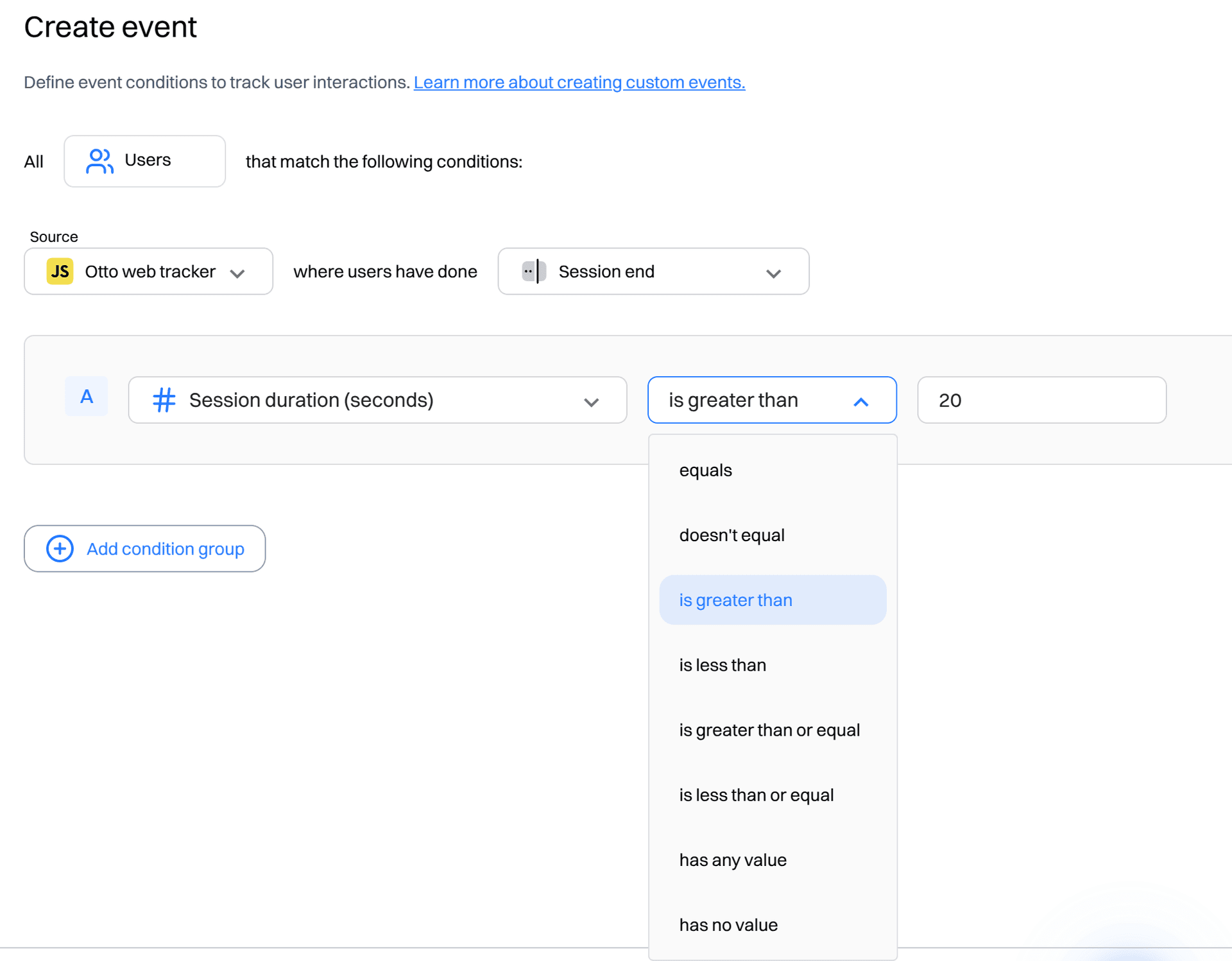 create event session duration operator - creating an event - Intempt documentation
